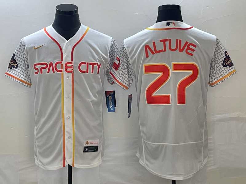 Men%27s Houston Astros #27 Jose Altuve Number White 2023 City Connect Flex Base Stitched Jersey->houston astros->MLB Jersey